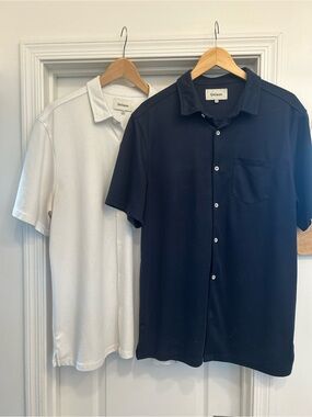 Unison Men’s Short-Sleeve Button Polo 2 pack in Navy and White
